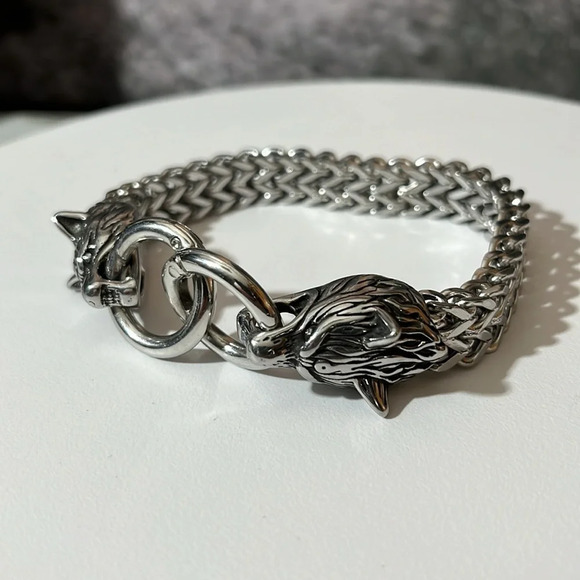 VIKING CELTIC WOLF STAINLESS STEEL BRACELET - Picture 1 of 7